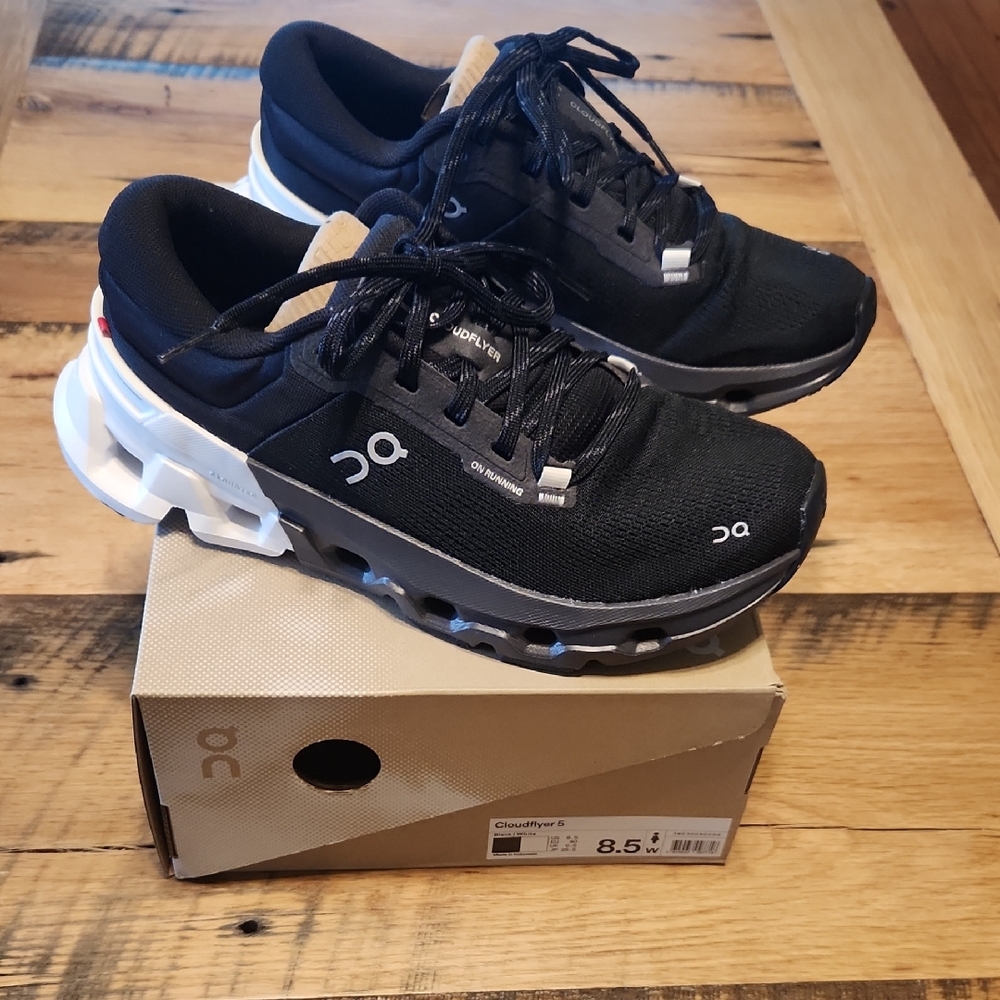 On Running Black and White Cloudflyer Shoes